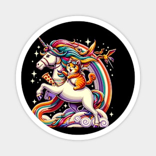 Pizza Unicorn and Cat Lover, Love Eating Pizza Magnet